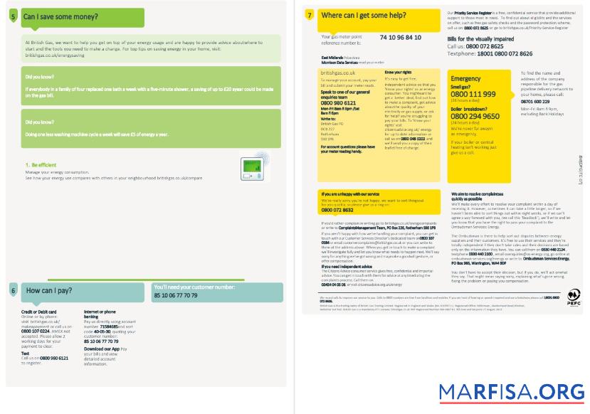 Printable United Kingdom British Gas utility bill, Word and PDF template, 4 pages 3 4